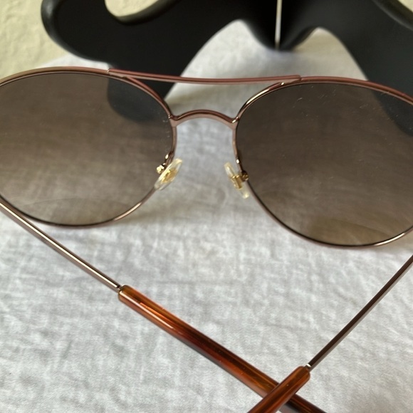Kate Spade:Rose Gold Aviator (Joshelle) Sunglasses-case & cloth-brown lens-flaws - Picture 15 of 16